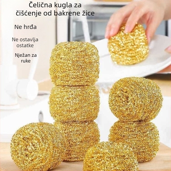 Čista kuglica od bakrene žice i čelične vate za kuhinju, bez ispuštanja vlakana