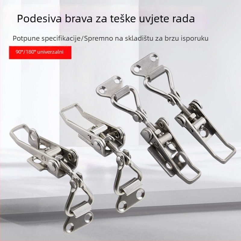 304 nehrđajući čelik, prilagodljiv zasun za vrata s kutem 90°/180°, brzi klip