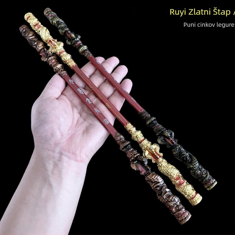 Sun Wukong: mitološka Ruyi zlatna štap figurica – metalna dekoracija, ručno izrađen model, 22–35 cm