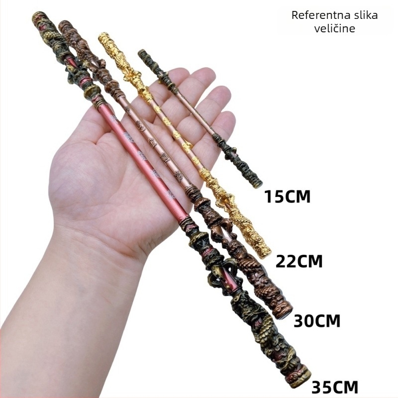 Sun Wukong: mitološka Ruyi zlatna štap figurica – metalna dekoracija, ručno izrađen model, 22–35 cm