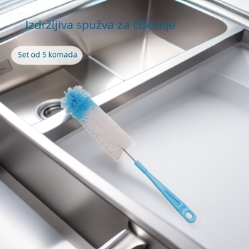 Novo 5-dijelni set četkica za čišćenje s dugom drškom: za testne cijevi, staklene čaše i boce