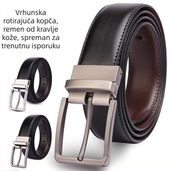 Muški kožni kaiš s minimalističkim dizajnom i okretno iglom kopčom – dvobojni crno-smeđi, širina 2–4 cm, duljina 120 cm