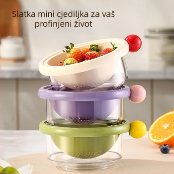 Kanta za odvod s ručkom za voće i povrće, dvostruki sloj, kuhinjska košara za pranje i skladištenje