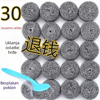 Velika kugla od nehrđajućeg čelika s držačem, kuhinjska čistilna lopta, pogodno za hranu