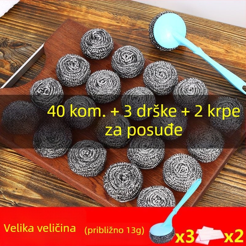 Velika kugla od nehrđajućeg čelika s držačem, kuhinjska čistilna lopta, pogodno za hranu