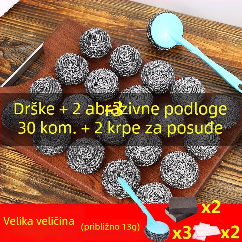 Velika kugla od nehrđajućeg čelika s držačem, kuhinjska čistilna lopta, pogodno za hranu