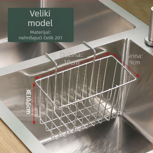 Nerđajući čelični odvjesni stalak za spužvice uz sudoper, kuhinjski zidni organizator – višenamjenski držač za spužvice, krpe i čelične kuglice