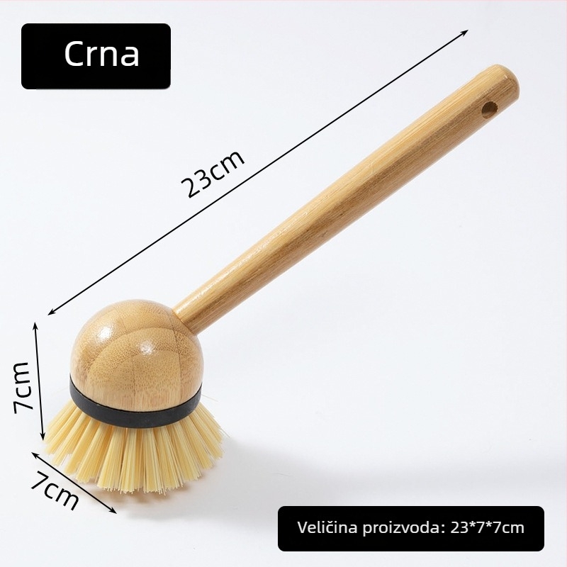 Bambusna četka za posuđe s drvenom drškom – dugačka drška, višenamjenska četka za čišćenje posuđa, lonaca, voća i povrća