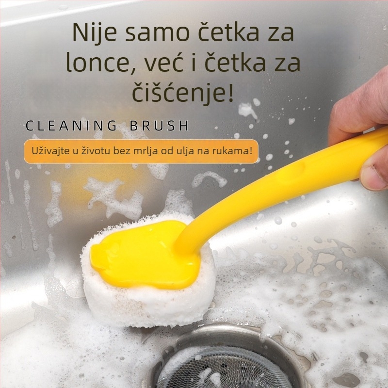 Biomimetijska četka za posude s dugom drškom i zamjenjivom glavom za kuhinjsko čišćenje