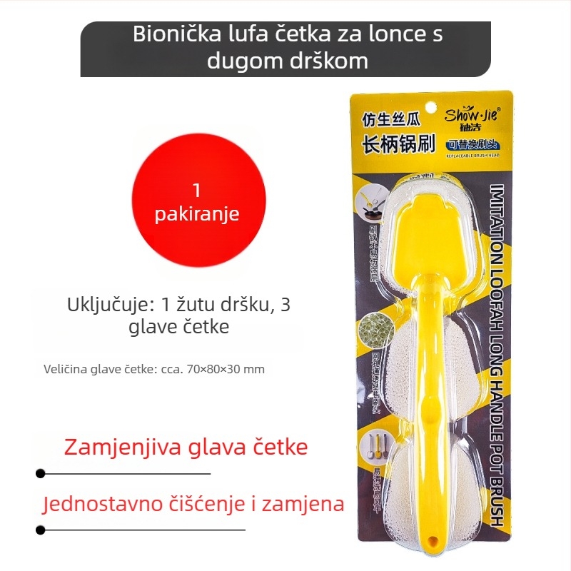 Biomimetijska četka za posude s dugom drškom i zamjenjivom glavom za kuhinjsko čišćenje