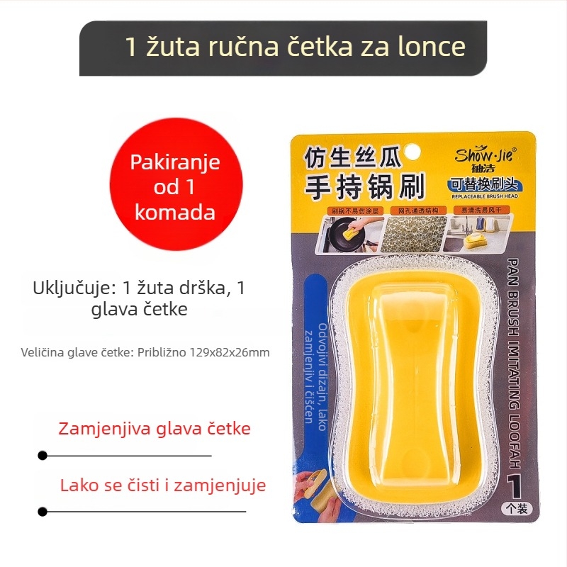 Biomimetijska četka za posude s dugom drškom i zamjenjivom glavom za kuhinjsko čišćenje