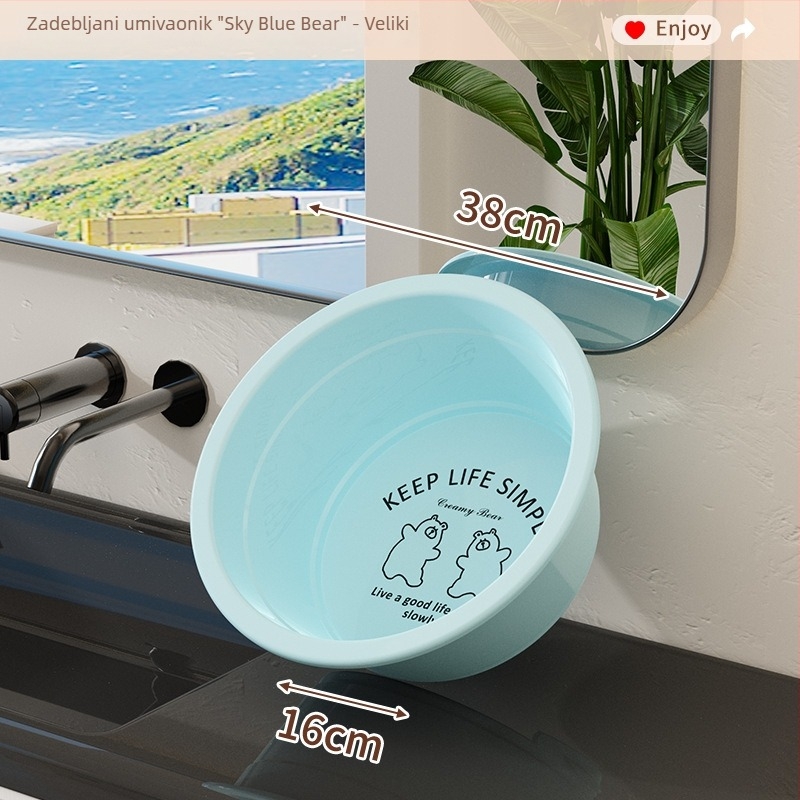 Deblji plastični umivaonik za kućnu upotrebu, veliki plastični umivaonik, čvrst trodjelni set