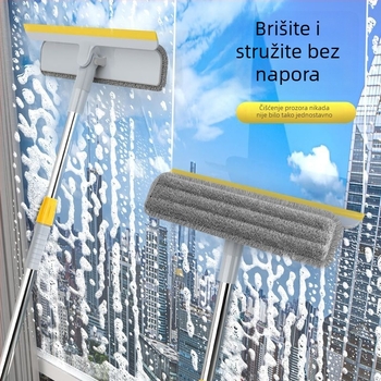 Brisač za staklo s dugim teleskopskim držalom za kućno čišćenje stakla