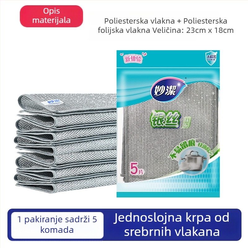 Miaojie Krpa za suđe od čelične žice s debelom srebrnom žičnom kuglom – kuhinjska krpa za čišćenje posuđa i tava