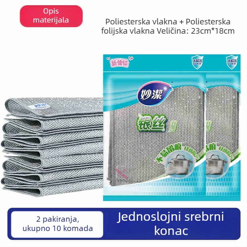 Miaojie Krpa za suđe od čelične žice s debelom srebrnom žičnom kuglom – kuhinjska krpa za čišćenje posuđa i tava