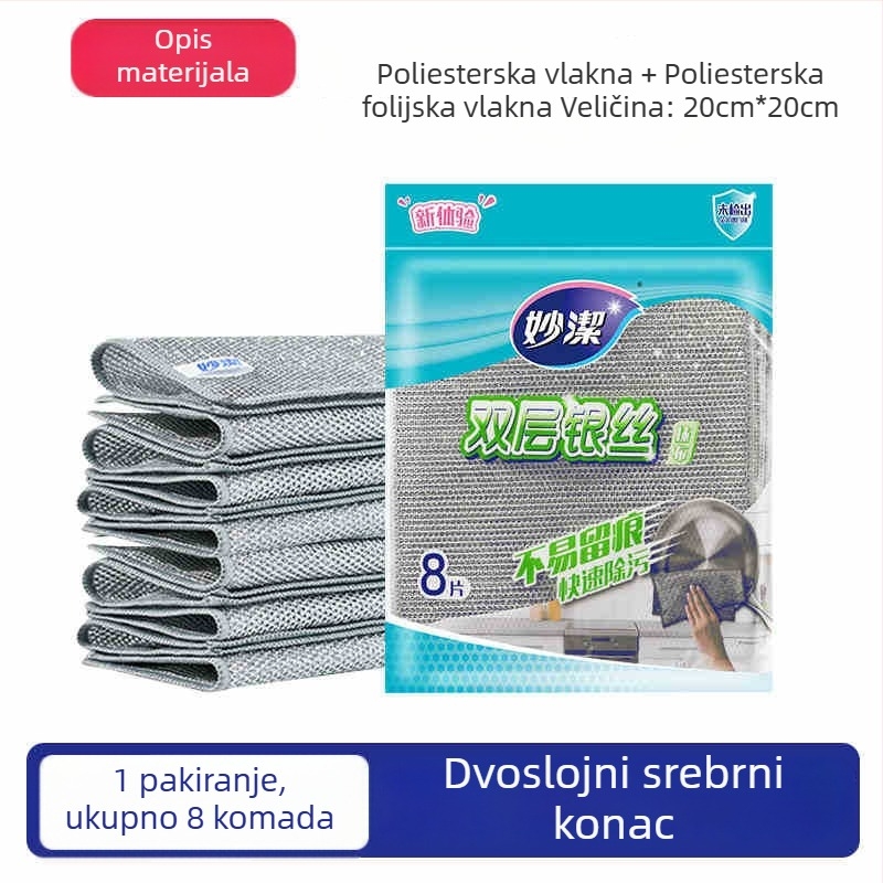 Miaojie Krpa za suđe od čelične žice s debelom srebrnom žičnom kuglom – kuhinjska krpa za čišćenje posuđa i tava