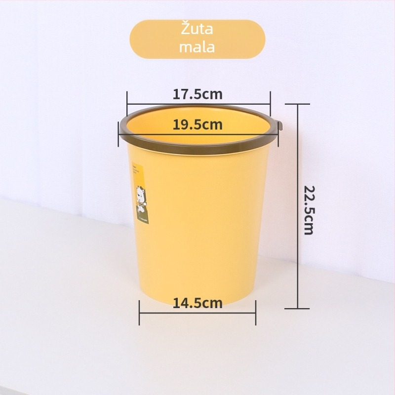 Plastična kanta za otpad 10 L, dugačkog cilindričnog oblika, bez poklopca, za kućnu upotrebu: dnevni boravak, kuhinja, ured, studentski dom, kupaonica
