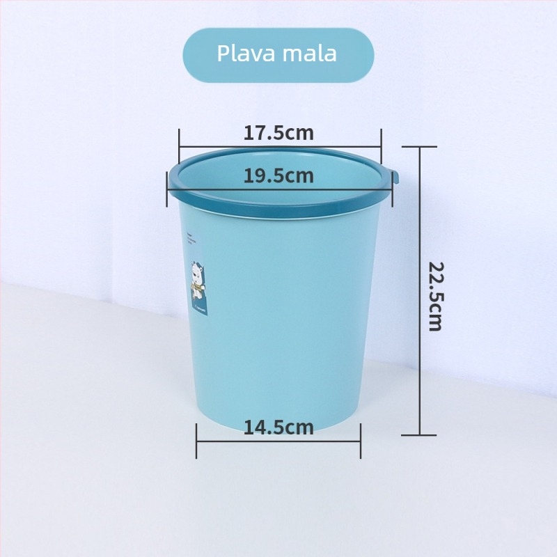 Plastična kanta za otpad 10 L, dugačkog cilindričnog oblika, bez poklopca, za kućnu upotrebu: dnevni boravak, kuhinja, ured, studentski dom, kupaonica
