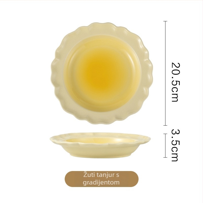 Tanjur u gradijentu ružičaste boje za deserte, salate, voće i tjesteninu, okrugli tanjur za kućnu uporabu, mikrovalna siguran, promjer 18 cm