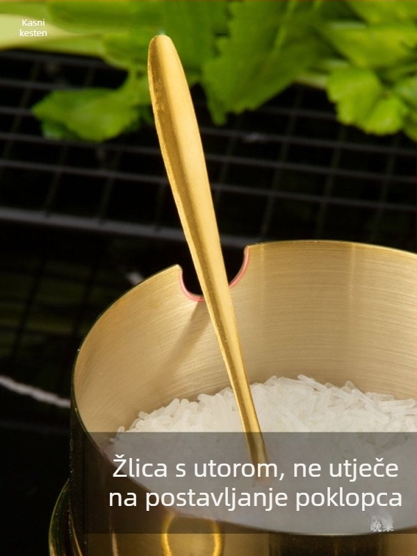 Set posuda za začine od nehrđajućeg čelika 304 s staklenim poklopcem i žličicom, okrugli spremnici