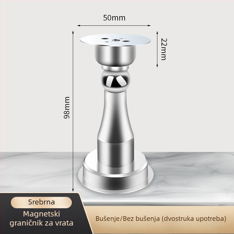 Magnetni stopper za vrata bez bušenja, silikon zaštita, tih podni zahvat za kupaonicu