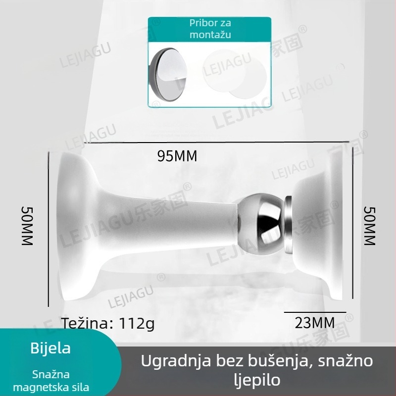 Magnetni stopper za vrata bez bušenja, silikon zaštita, tih podni zahvat za kupaonicu