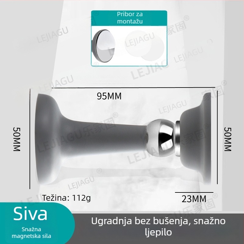 Magnetni stopper za vrata bez bušenja, silikon zaštita, tih podni zahvat za kupaonicu