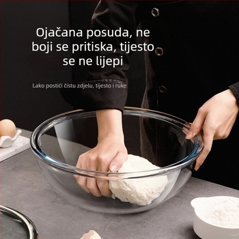 Izuzetno debela staklena zdjela s poklopcem, velika otporna na visoke temperature za pečenje i mućenje jaja, prozirna zdjela za salatu