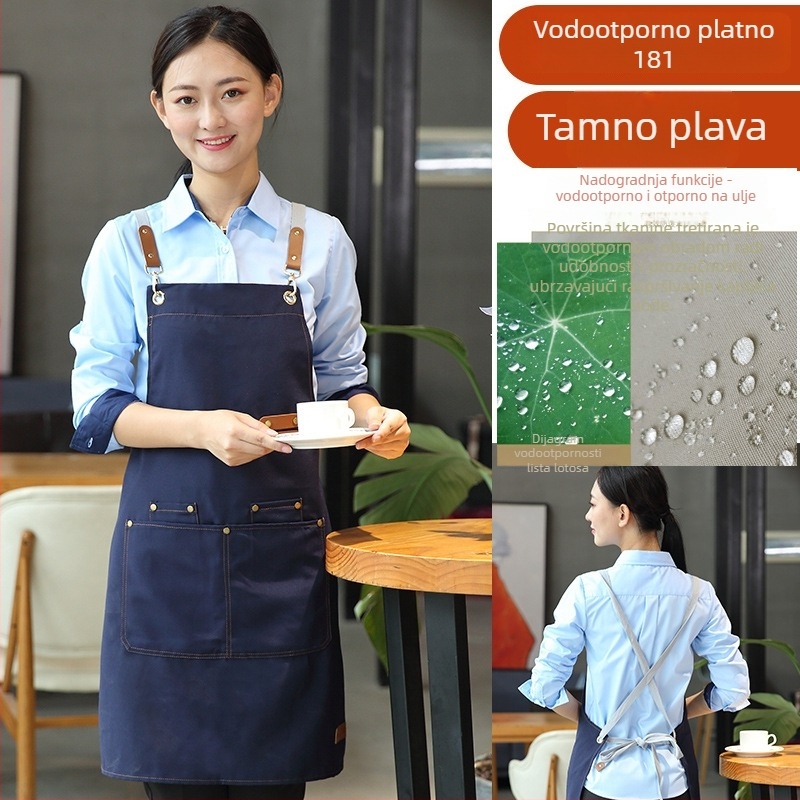 Vodootporna platnena pregača za struk, prilagodljiva, za catering i trgovine s mliječnim čajem, otisak logotipa/teksta