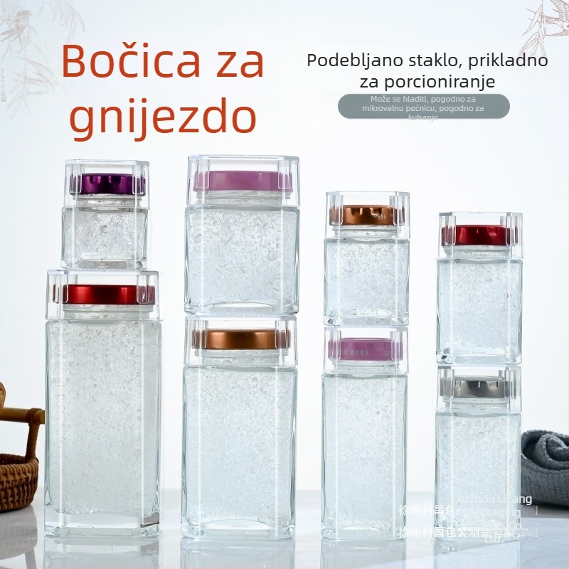 Staklena boca za gnijezdo ptica sa poklopcem, luksuzan zatvoreni stakleni spremnik za doma svježe kuhano ptičje gnijezdo, obrnuti dizajn bez curenja