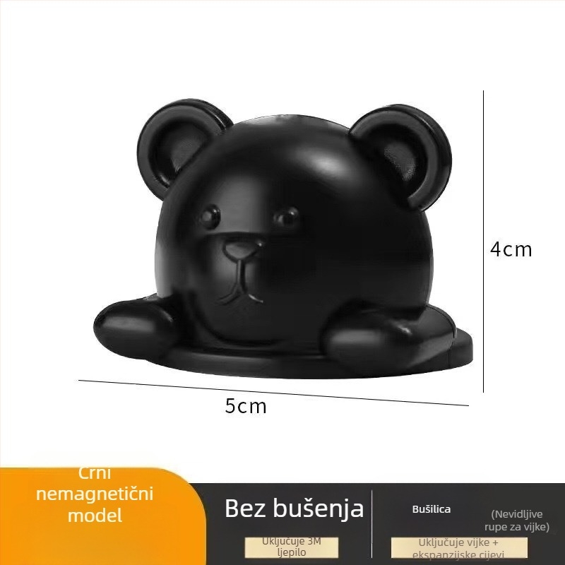 Prozirni silikonasti vrata stopper u obliku medvjeda – magnetni, tih, bez bušenja, pričvršćivanje na pod vakuumom, za spavaću sobu i kupaonu