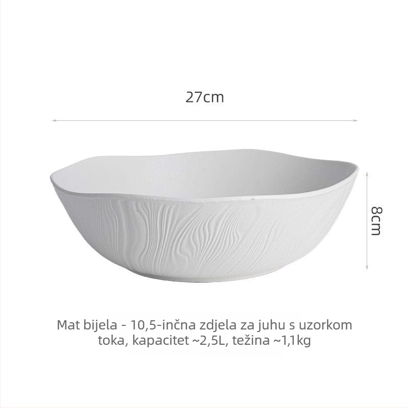 Crna keramička zdjela za juhu, velika kapaciteta, pogodna za kiselu ribu, goveći hot pot i kuhana jela