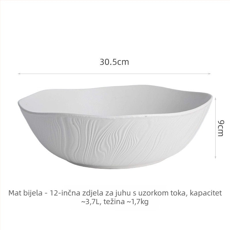 Crna keramička zdjela za juhu, velika kapaciteta, pogodna za kiselu ribu, goveći hot pot i kuhana jela