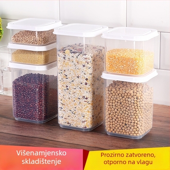 Plastična kutija za pohranu žitarica i suhih namirnica, kvadratnog oblika, 800–1000 ml, za kuhinju ili hladnjak, čaj, žitarice i mahunarke