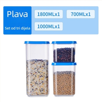 Plastična kutija za pohranu žitarica i suhih namirnica, kvadratnog oblika, 800–1000 ml, za kuhinju ili hladnjak, čaj, žitarice i mahunarke