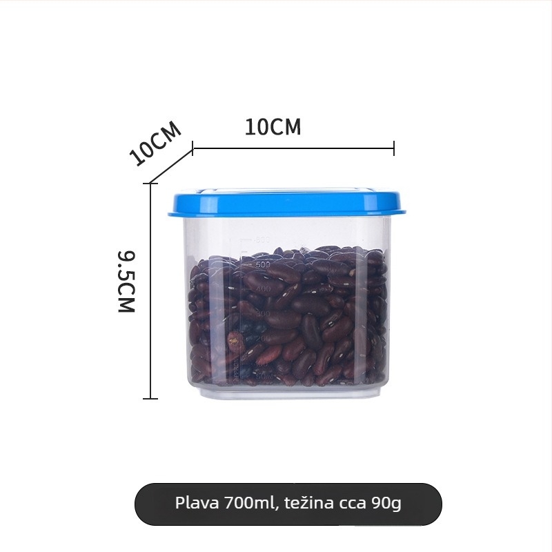 Plastična kutija za pohranu žitarica i suhih namirnica, kvadratnog oblika, 800–1000 ml, za kuhinju ili hladnjak, čaj, žitarice i mahunarke
