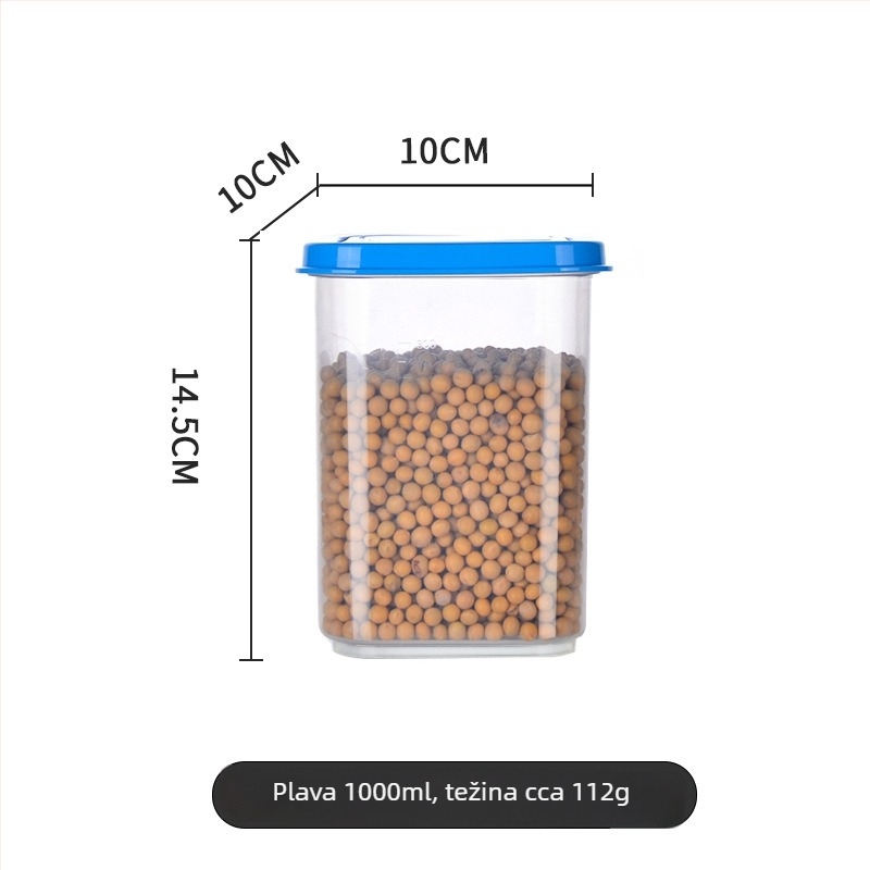 Plastična kutija za pohranu žitarica i suhih namirnica, kvadratnog oblika, 800–1000 ml, za kuhinju ili hladnjak, čaj, žitarice i mahunarke