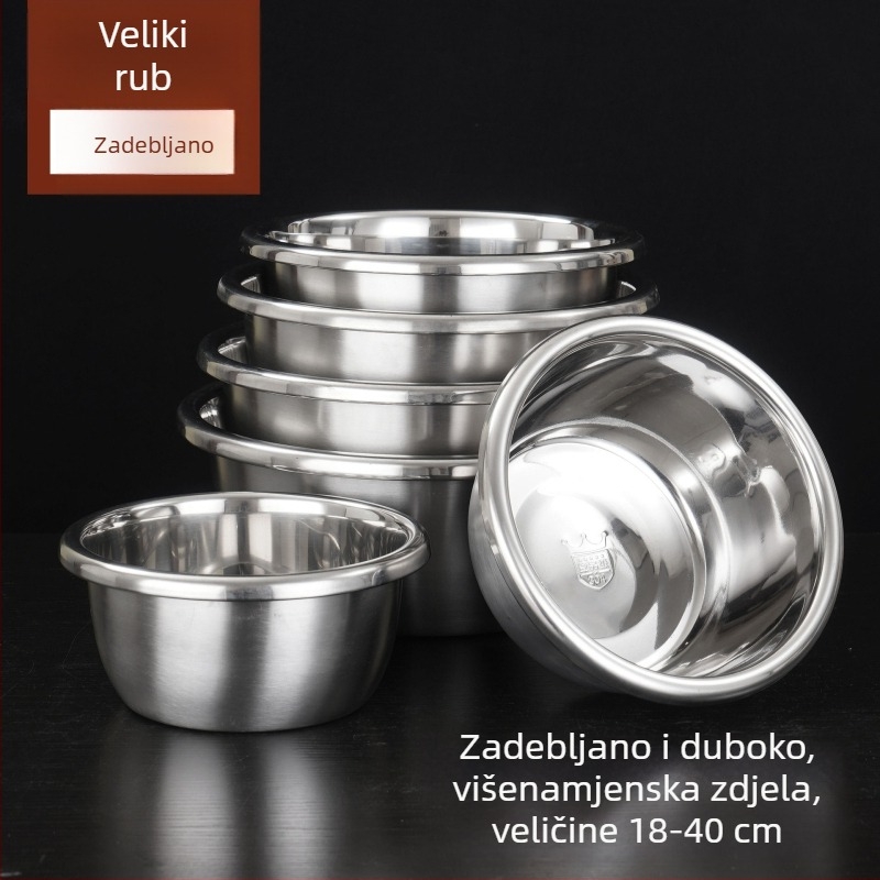 Posuda od nehrđajućeg čelika visoke kvalitete za kuhinju, s debelim stijenkama: posuda za mućenje jaja, staklenka za začine, posuda za pranje povrća i posuda za miješenje tijesta