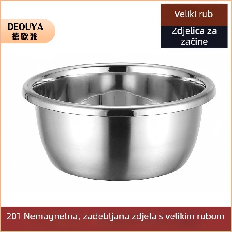 Posuda od nehrđajućeg čelika visoke kvalitete za kuhinju, s debelim stijenkama: posuda za mućenje jaja, staklenka za začine, posuda za pranje povrća i posuda za miješenje tijesta