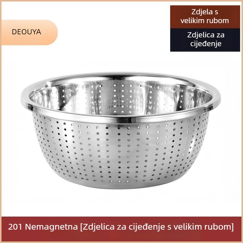 Posuda od nehrđajućeg čelika visoke kvalitete za kuhinju, s debelim stijenkama: posuda za mućenje jaja, staklenka za začine, posuda za pranje povrća i posuda za miješenje tijesta