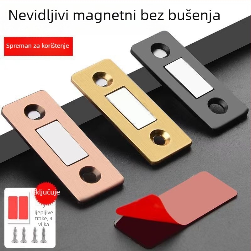 Bez bušenja – stenski vrata stopper od nehrđajućeg čelika, snažan magnet, debeli bufer, dvostruka upotreba