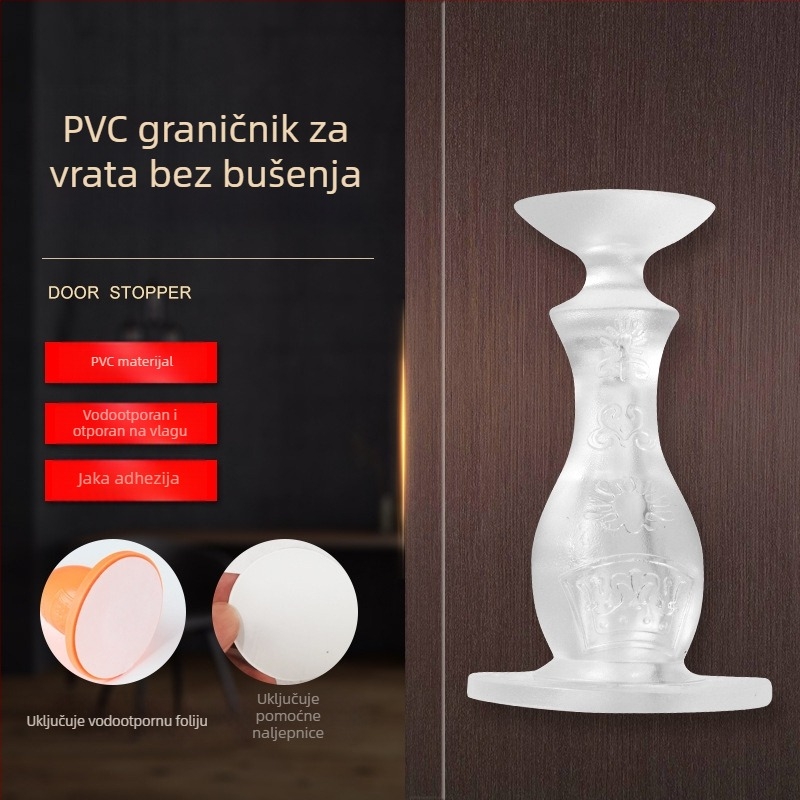 Bez bušenja – stenski vrata stopper od nehrđajućeg čelika, snažan magnet, debeli bufer, dvostruka upotreba