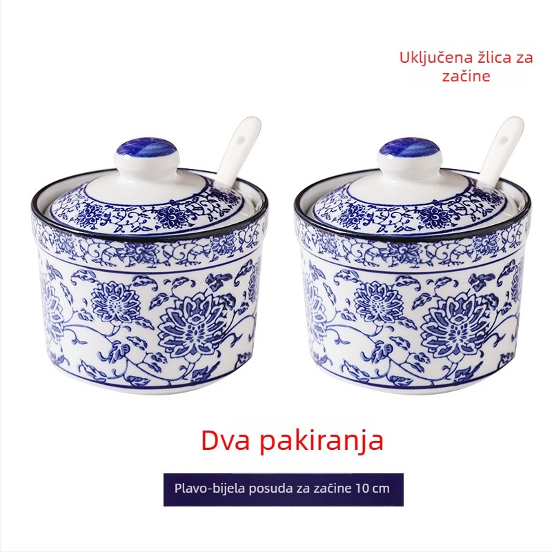 Keramički spremnik s poklopcem za čili ulje i začine, kineskog stila Lanzhou ramen, solnica za kućnu kuhinju
