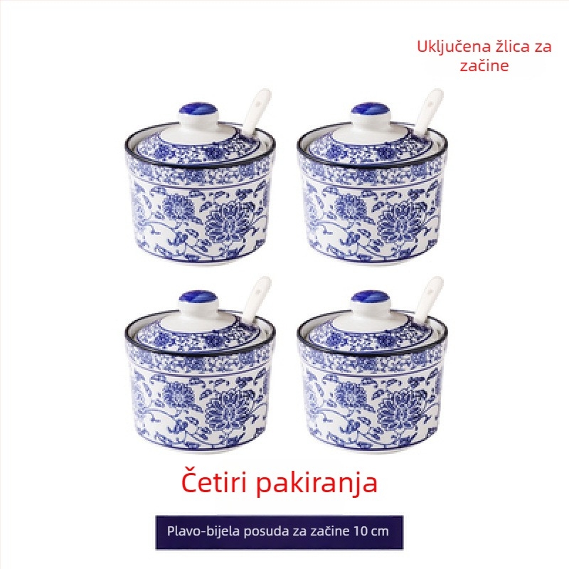Keramički spremnik s poklopcem za čili ulje i začine, kineskog stila Lanzhou ramen, solnica za kućnu kuhinju
