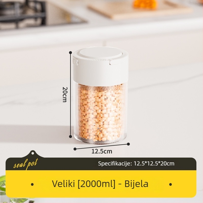 Plastični hermetički kuhinjski spremnik za skladištenje, okrugli, 1–2 l, za zrna kave, listove čaja i žitarice