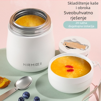 Izolirana kutija za ručak od 316 nehrđajućeg čelika, 800–1000 ml, prijenosna za učenike, nepravilnog oblika, jednodjelna, nije pogodna za mikrovalnu, lagan retro luksuz stil