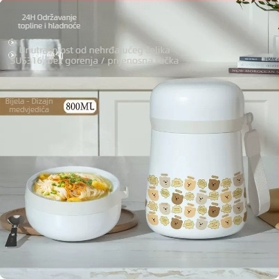 Izolirana kutija za ručak od 316 nehrđajućeg čelika, 800–1000 ml, prijenosna za učenike, nepravilnog oblika, jednodjelna, nije pogodna za mikrovalnu, lagan retro luksuz stil