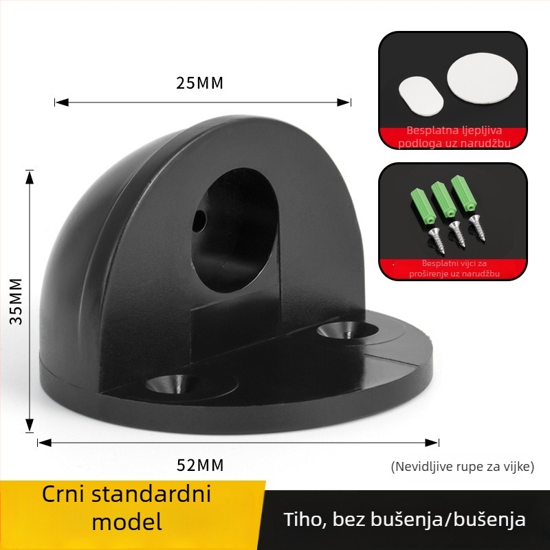 Silikonizirani vrata zaustavljač s magnetskim držačem, bez bušenja, polukružni dizajn, usisavanje s poda