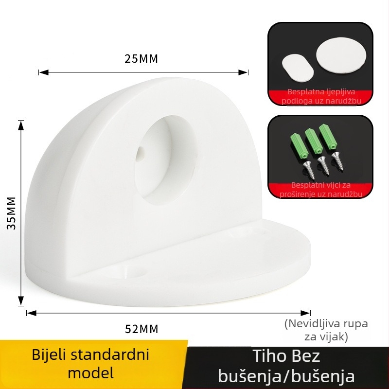 Silikonizirani vrata zaustavljač s magnetskim držačem, bez bušenja, polukružni dizajn, usisavanje s poda