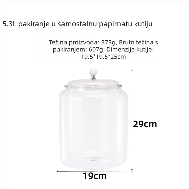 Proziran plastični spremnik s brtvom za skladištenje žitarica, čaja, sušenih korica naranče, suhih namirnica i orašastih plodova
